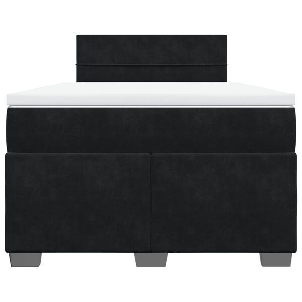 vidaXL atsperu gulta ar matraci, melns samts, 120x190 cm