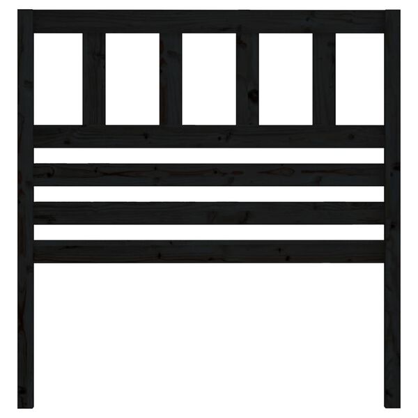 vidaXL gultas galvgalis, melns, 96x4x100 cm, priedes masīvkoks