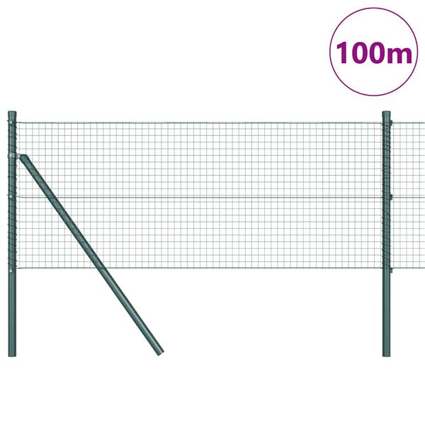 vidaXL Žoga āķis Zaļa 100 x 0,4 m (25 x 25 mm acu) Tērauds un PVC