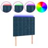 vidaXL gultas galvgalis ar LED, 90x5x118/128 cm, tum&scaron;i zils samts