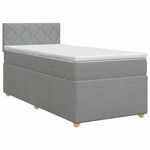 vidaXL Kontinentālā gulta ar matraci Gai&scaron;i pelēka 90 x 190 cm Audums