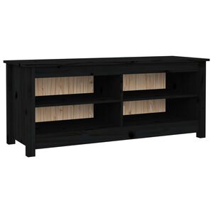 vidaXL apavu plaukts/soliņ&scaron;, melns, 110x38x45,5 cm, priedes masīvkoks