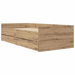 vidaXL Gultas rāmis Artisānā ozols 100 x 200 cm Ciets priedes koks