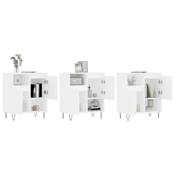 vidaXL kumodes, 3 gab., baltas, inženierijas koks