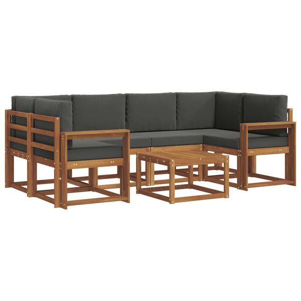 vidaXL Āra dīvānu komplekts ar spilvenu 7 pcs Dabisks un antracīts