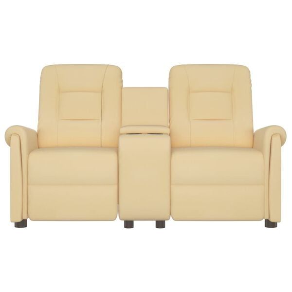 vidaXL divvietīgs atpūtas krēsls ar glāžu turētāju, krēmkrāsas