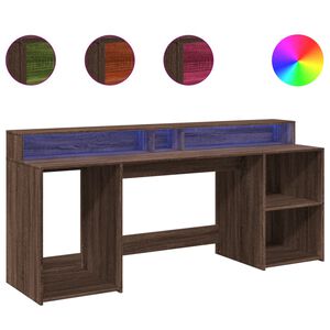 vidaXL rakstāmgalds, LED, ozola krāsa, 200x55x91 cm, inženierijas koks