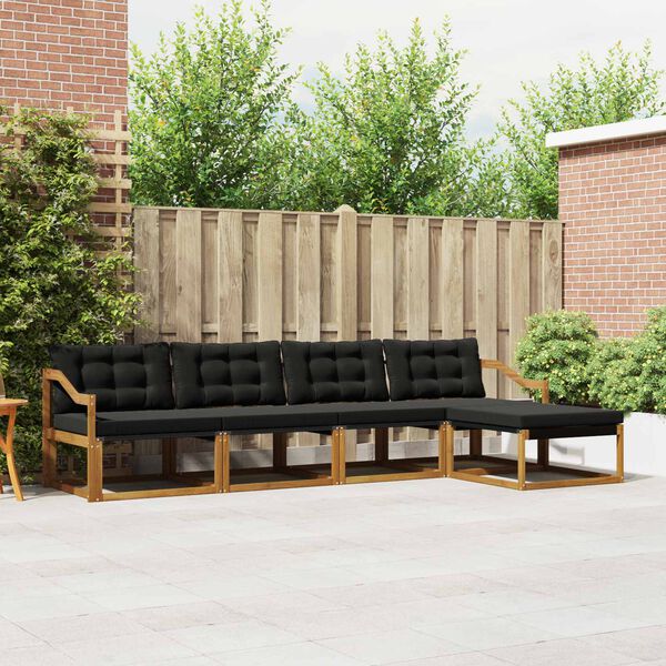 vidaXL Āra dīvānu komplekts ar spilvenu 5 pcs Dabīgs un melns