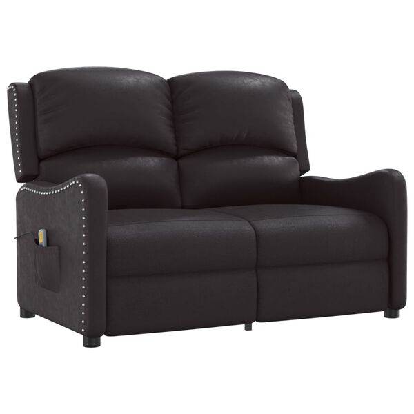 vidaXL divvietīgs masāžas krēsls, atgāžams, spīdīgi melna mākslīgā āda