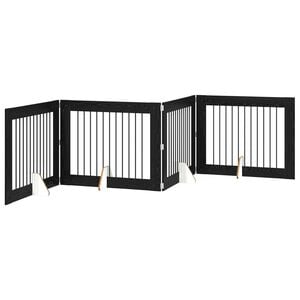 vidaXL Salokāms suņu vārti ar statīviem 4 pcs Melns ozols 401 cm