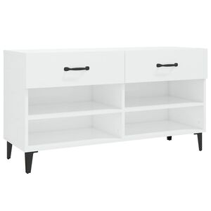 vidaXL apavu skapītis, spīdīgi balts, 102x35x55 cm, inženierijas koks