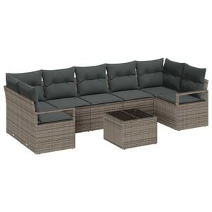 vidaXL Dārza dīvānu komplekts ar spilvenu ar uzglabā&scaron;anu 8 pcs Pelēka