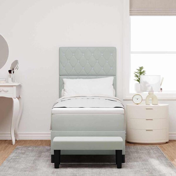 vidaXL Kastītes atsperu gulta Gai&scaron;i pelēka 80 x 200 cm Samts