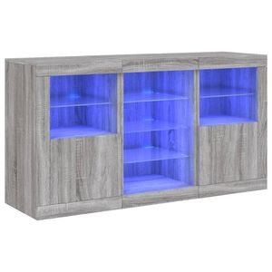 vidaXL kumode ar LED lampiņām, pelēka ozolkoka krāsa, 123x37x67 cm