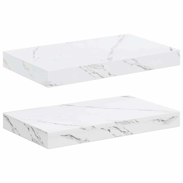 vidaXL Sienas plaukts 2 pcs Balts marmors 40 x 23,5 x 4 cm