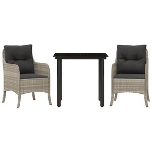 vidaXL 3-daļīgs dārza mēbeļu komplekts, matrači,gai&scaron;i pelēka PE pinums