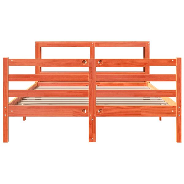 vidaXL gulta bez matrača, vaska brūnas, 150x200 cm, priedes masīvkoks