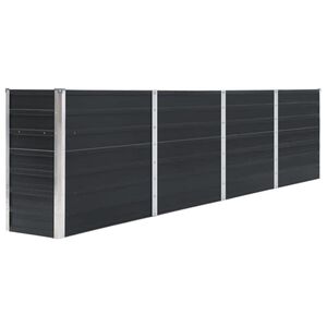 vidaXL puķu kaste, antracītpelēka, 320x40x77 cm, cinkots tērauds