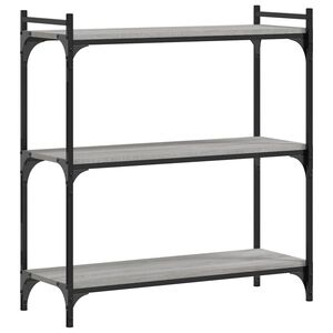 vidaXL grāmatu plaukts, 3 līmeņi, pelēks, 80x30x86 cm, koks