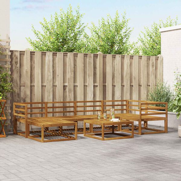 vidaXL Āra dīvānu komplekts 7 pcs Dabiska Cietā akācijas koks