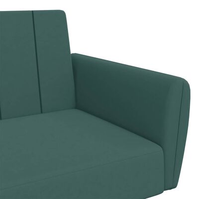 vidaXL 2-vietīga dīvāngulta ar kāju balstu, zaļš samts