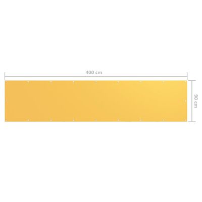 vidaXL balkona aizslietnis, 90x400 cm, dzeltens audums