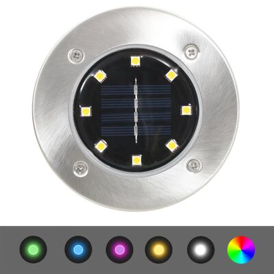 vidaXL solārās zemes lampas, 8 gab., LED, RGB krāsa