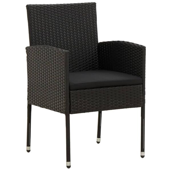 vidaXL 7-daļīgs dārza mēbeļu komplekts, melna PE rotangpalma