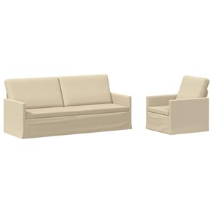 vidaXL Dīvānu komplekts 2 pcs Krēmkrāsa Audums