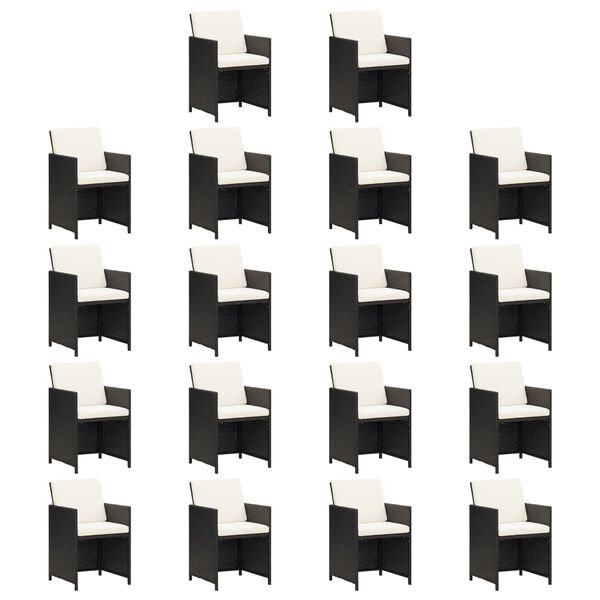 vidaXL 19-daļīgs dārza mēbeļu komplekts, matrači, melna PE rotangpalma