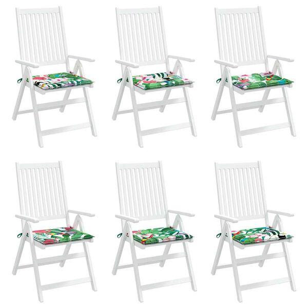 vidaXL dārza krēslu matrači, 6 gab., 40x40x4 cm, daudzkrāsaini, audums