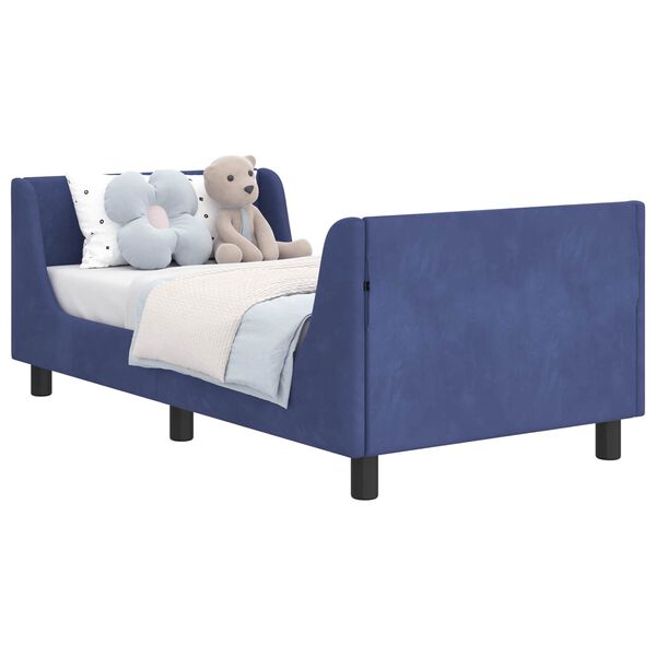 vidaXL Bērnu gultas rāmis ar galvgali Policijas zila 80 x 160 cm Samts