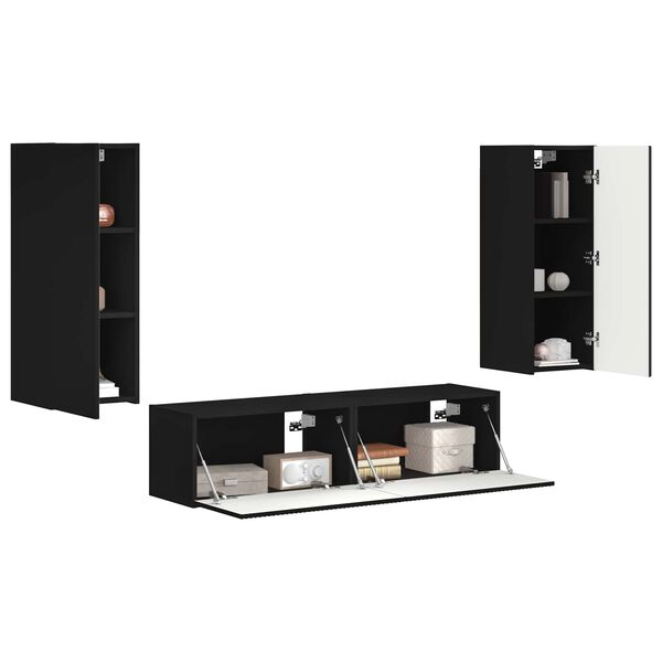 vidaXL TV skapī&scaron;u komplekts 2 pcs Melna Inženierijas koks