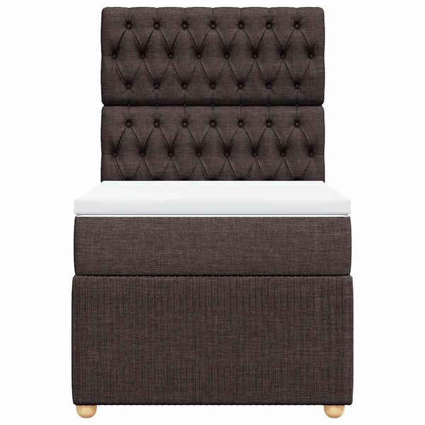 vidaXL atsperu gultas rāmis ar matraci, tum&scaron;i brūna, 90x200 cm, audums