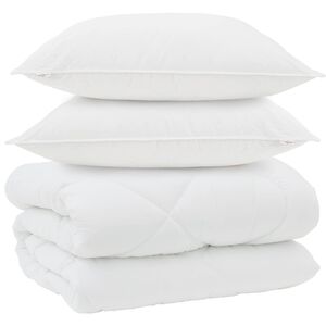 vidaXL Ziemas gultas sega ar spilvenu 3 pcs Balts Mikro&scaron;ķiedra