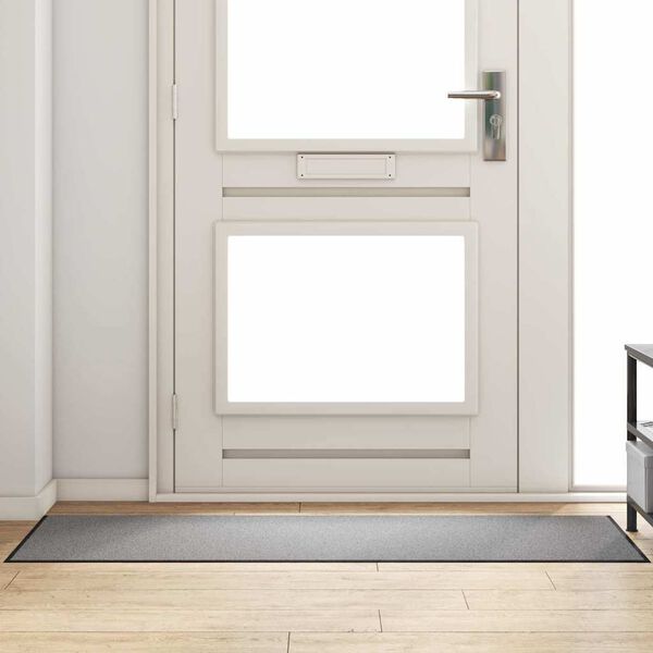 vidaXL Durvju paklājs Cits Pelēks un melns 60 x 180 cm