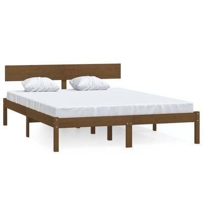 vidaXL gultas rāmis, medus brūns, priedes masīvkoks, 140x190 cm