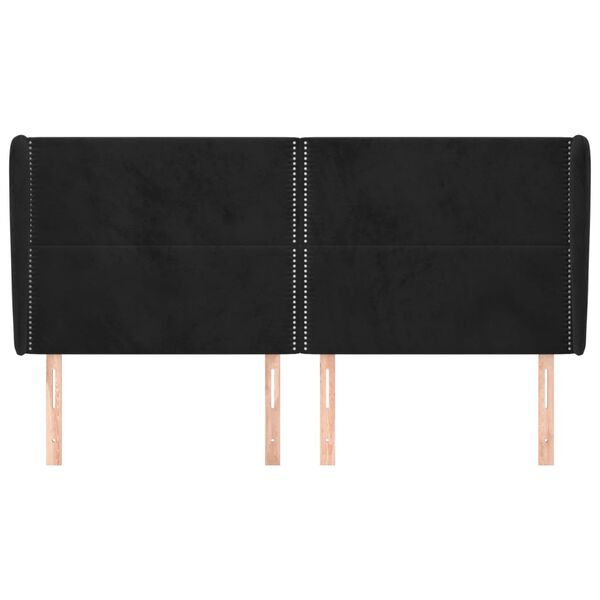 vidaXL galvgalis ar malām, 203x23x118/128 cm, melns samts