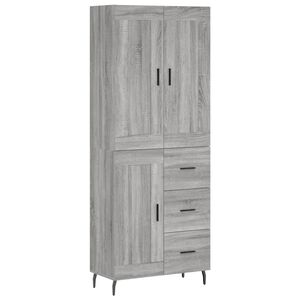 vidaXL augstais skapis, pelēks, 69,5x34x180 cm, inženierijas koks