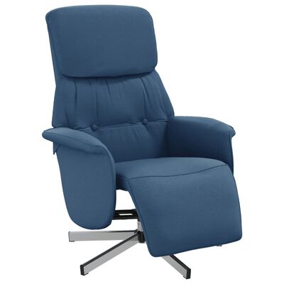 vidaXL atpūtas krēsls ar kāju balstu, atgāžams, zils audums