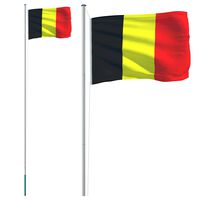 vidaXL Beļģijas karogs un masts, 6,23 m, alumīnijs