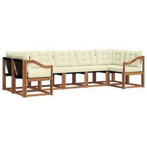 vidaXL Āra dīvānu komplekts ar spilvenu 7 pcs Dabisks un krējuma