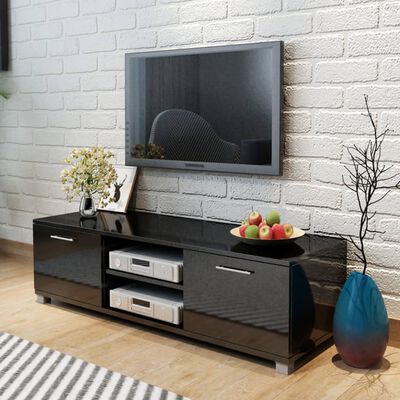 vidaXL TV skapītis, spīdīgi melns, 120x40,5x35 cm