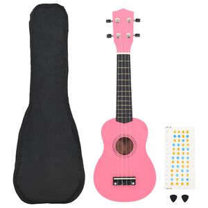 vidaXL soprāna bērnu ukulele ar somu, rozā, 21
