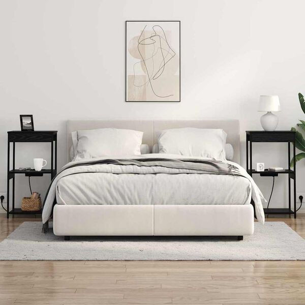 vidaXL Nakts skapītis Melns ozolkoks 41 x 31 x 76 cm Inženierijas koks