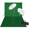 vidaXL fotostudijas komplekts, gaismas, zaļ&scaron; fons, 600x300 cm