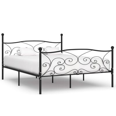 vidaXL gultas rāmis ar redeļu pamatni, melns, 200x200 cm, metāls