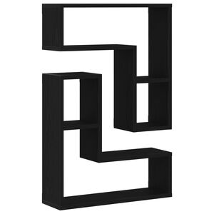 vidaXL Sienas plaukti ar plauktu 2 pcs Melns ozols 50 x 15 x 85 cm