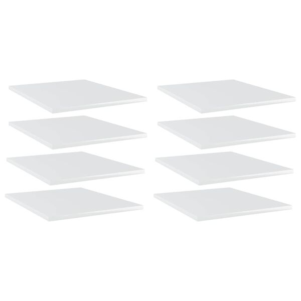 vidaXL plauktu dēļi 8 gab. spīdīgi balti 40x50x1,5cm inženierijas koks