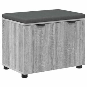 vidaXL Zāles sols ar spilvenu ar plauktu Pelēka Sonoma 60 x 38 x 46 cm